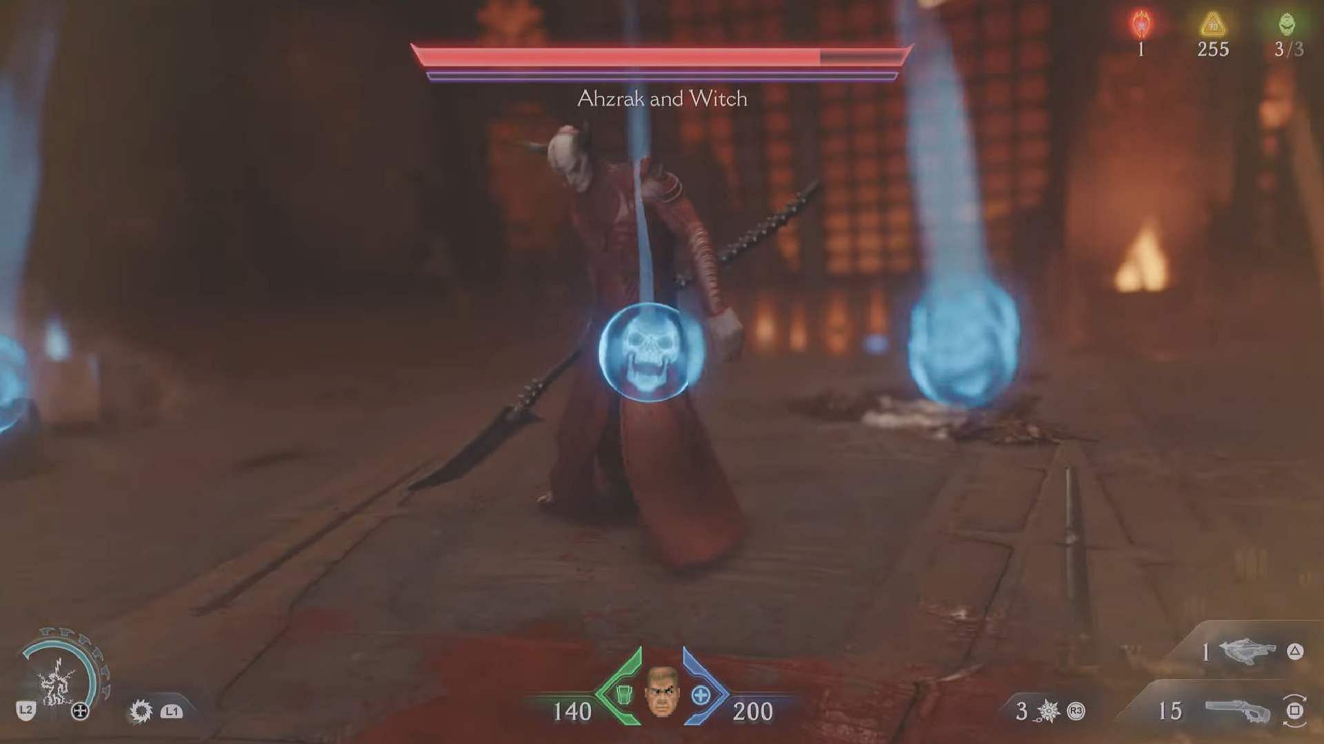 A still of fighting with Ahzrak and Witch at the end of the Reckoning mission in Doom The Dark Ages (Image via Sportskeeda Gaming/Bethesda Softworks)